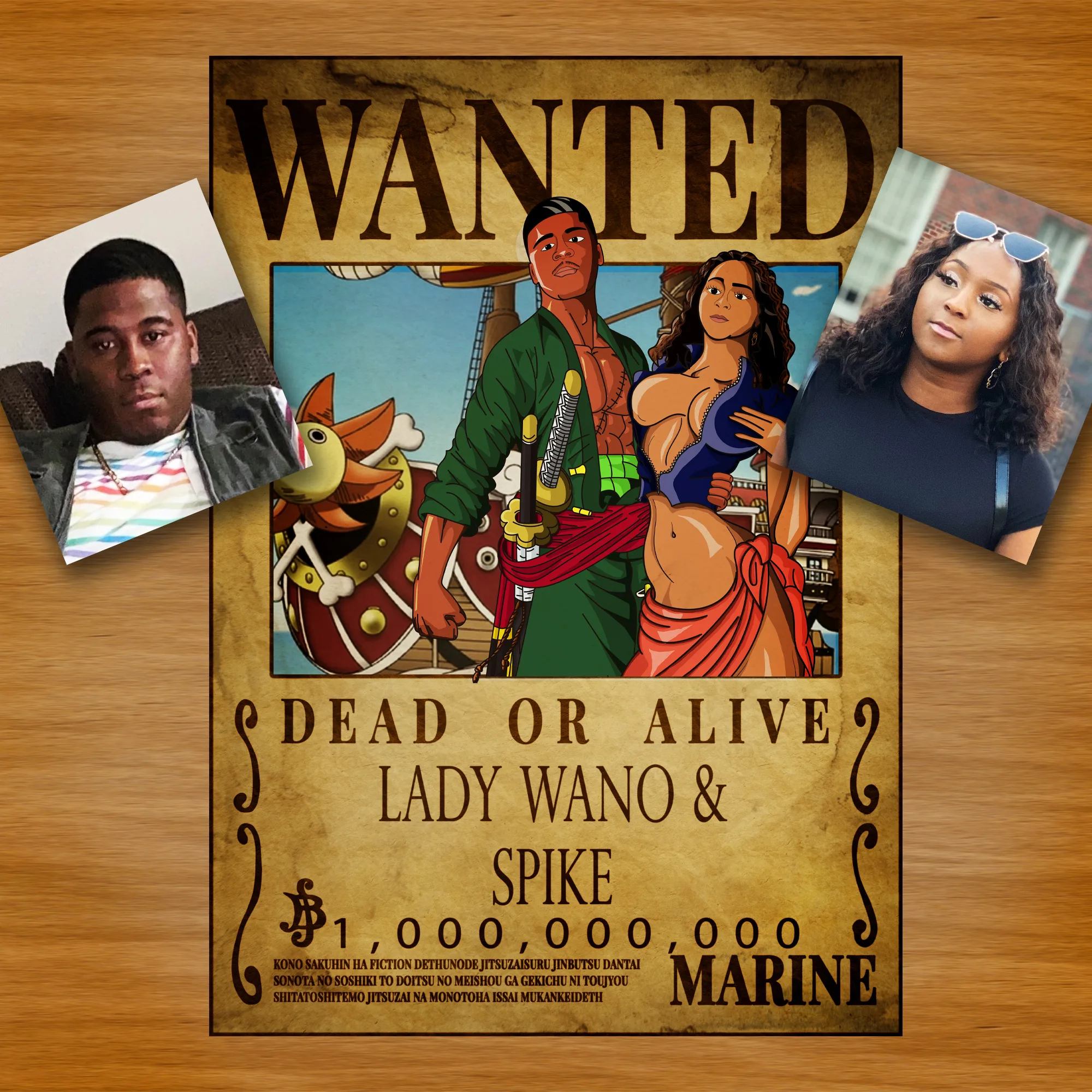 Custom One Piece Wanted Poster from photo  Custom Pirate Wanted Poster -  Utoon Custom Portraits From Photos