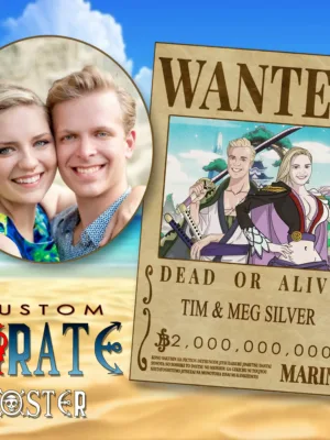 Custom One Piece Wanted Couple Poster from photo | Custom Pirate Wanted Couple Poster